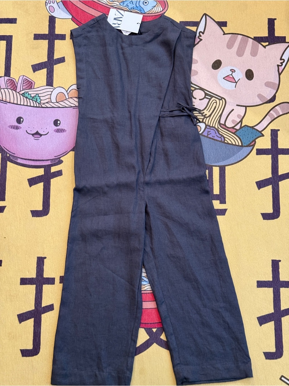 Zara Kids Dark Navy Sleeveless Linen Jumpsuit
